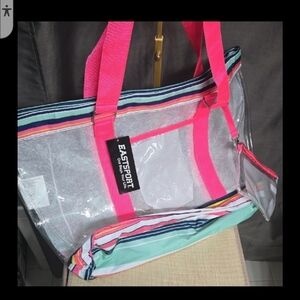 EastSport Clear Tote Bag with Pink Straps